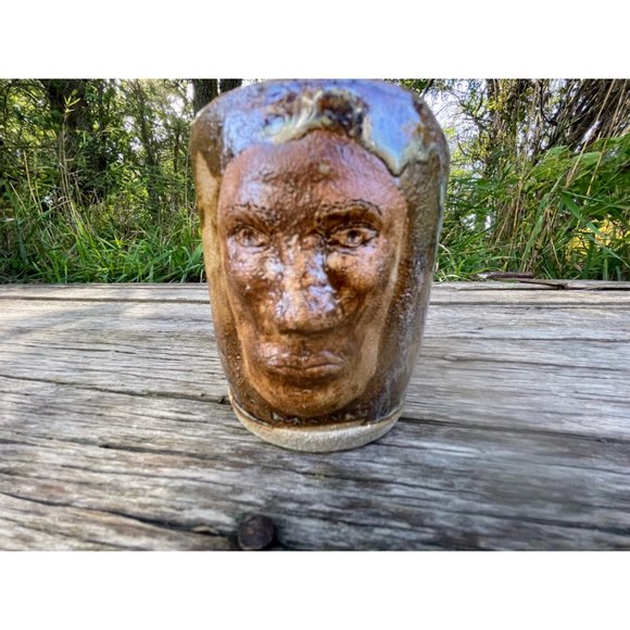 Vintage Creepy Man Face Art Pottery Coffee/tea mug cup - Picture 12 of 14